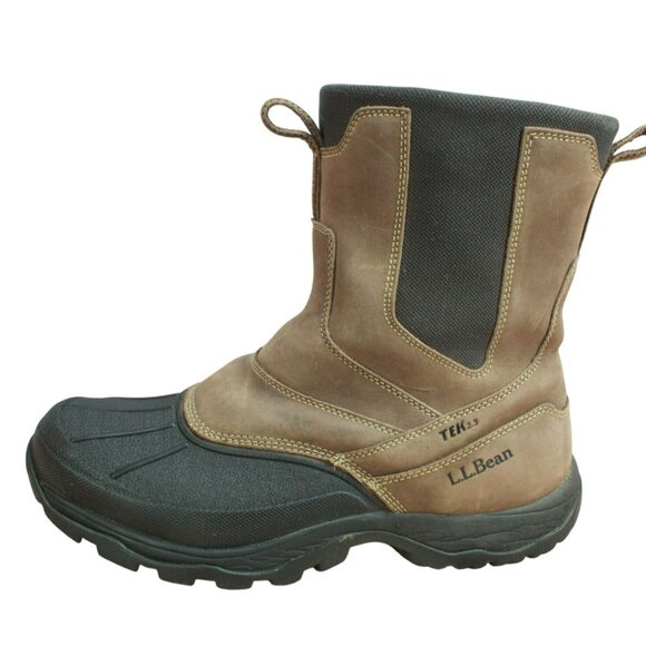 LL Bean Storm Chaser Brown Leather Insulated Chelsea Duck Boots Size 10.5 M - Picture 1 of 9